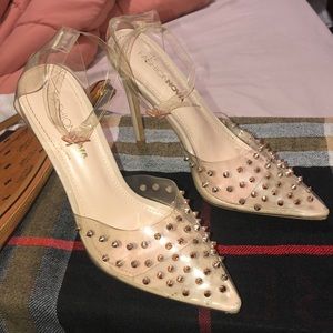 Fashion Nova PVC Pointy Heels w/ Spiked Studs